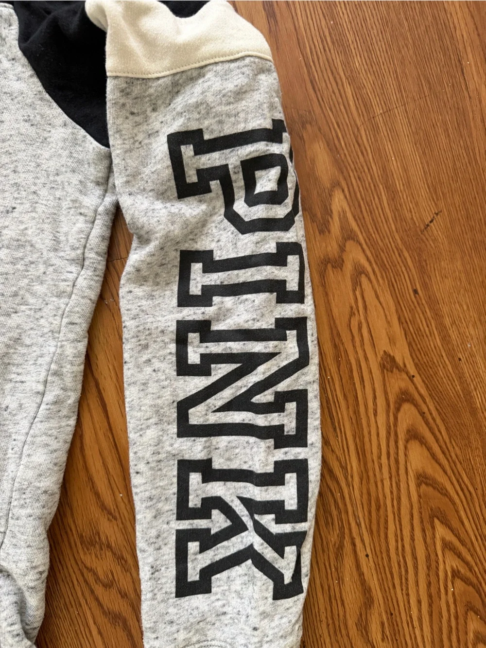 PINK Victoria's Secret Black & Light Gray Colorblock Hoodie - Picture 2 of 3